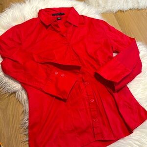 Coral dress shirt with 3/4 sleeves